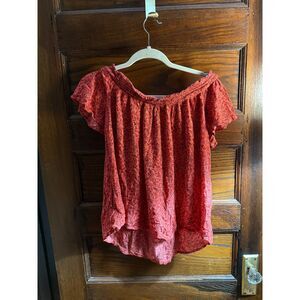 Red Floral Off The Shoulder Shirt - Old Navy (L)